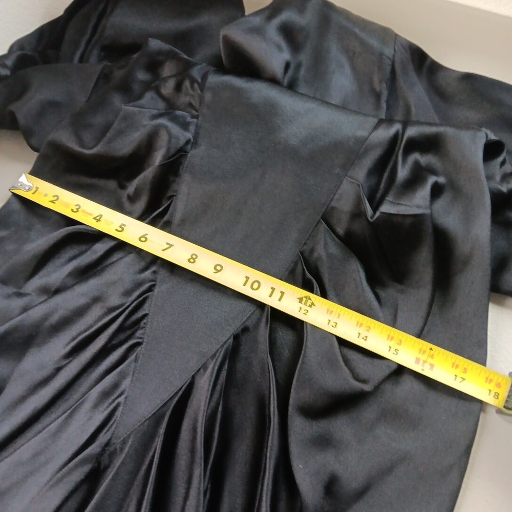 Satin Dress XS Black Witchy Gathered V Waist Sheath Vampire Vampgoth Stevie Nick - Picture 10 of 13